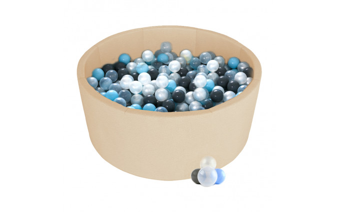 Детский сухой бассейн Kampfer Pretty Bubble (Бежевый + 300 шаров голубой/серый/жемчужный/прозрачный)